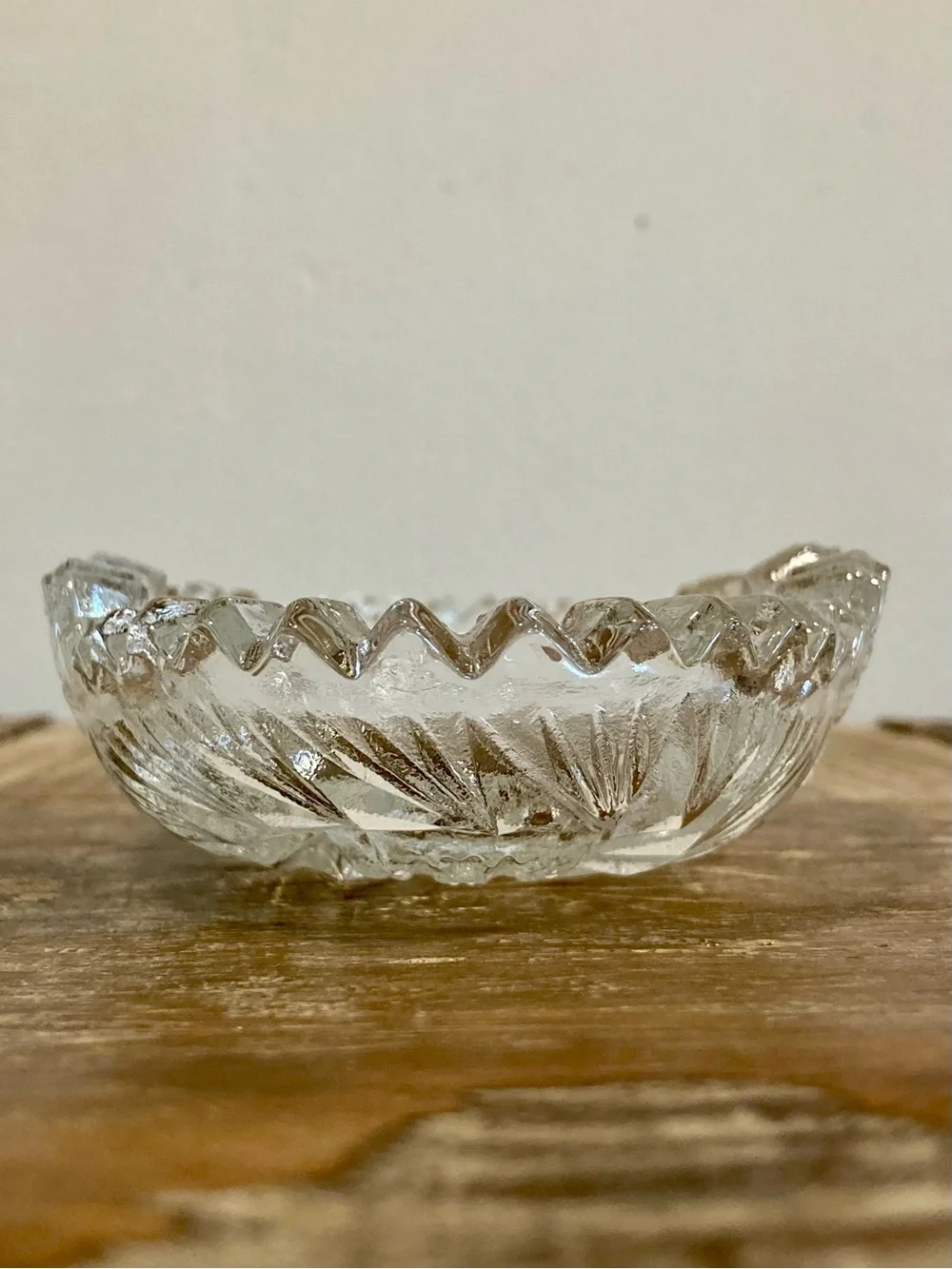 Imperial Glass Clear Whirling Star Pickle Relish Oval Sawtooth Pressed Glass